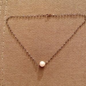 Gray beaded choker with pearl drop